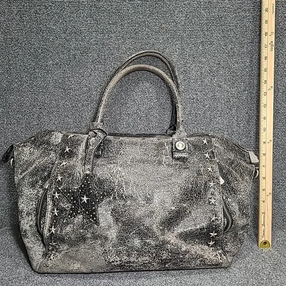 George Gina & Lucy Star Shoulder Bag Black Distressed Leather Handbag - Picture 8 of 16